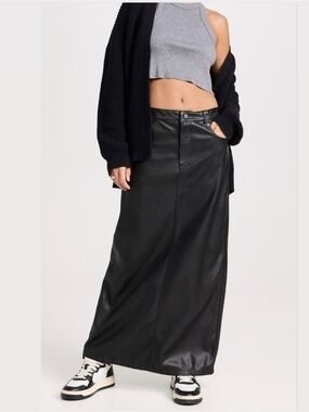 Free People City Slicker Vegan Leather Maxi Skirt size 10